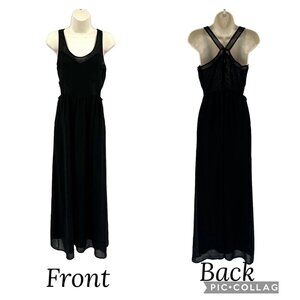 ZARA Maxi Dress Womens Size Medium Black Side Cutout Detail